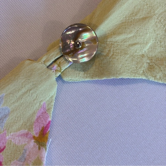 VINTAGE BARBARA LESSER 90s Y2K Sleeveless Rayon Green Floral Dress Made in USA M - Picture 10 of 12